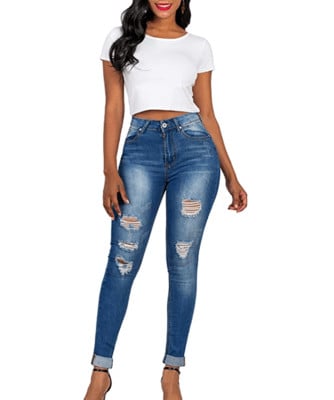 #4 MEISITE Women's Butt-Lifting Skinny Jeans High-Rise Waist Brazilian Style – Best for a washed look-min