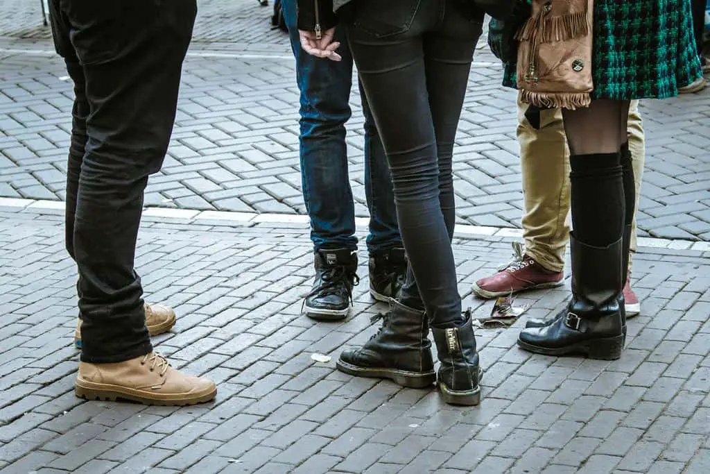 People Standing on Gray Brick Pavement 1